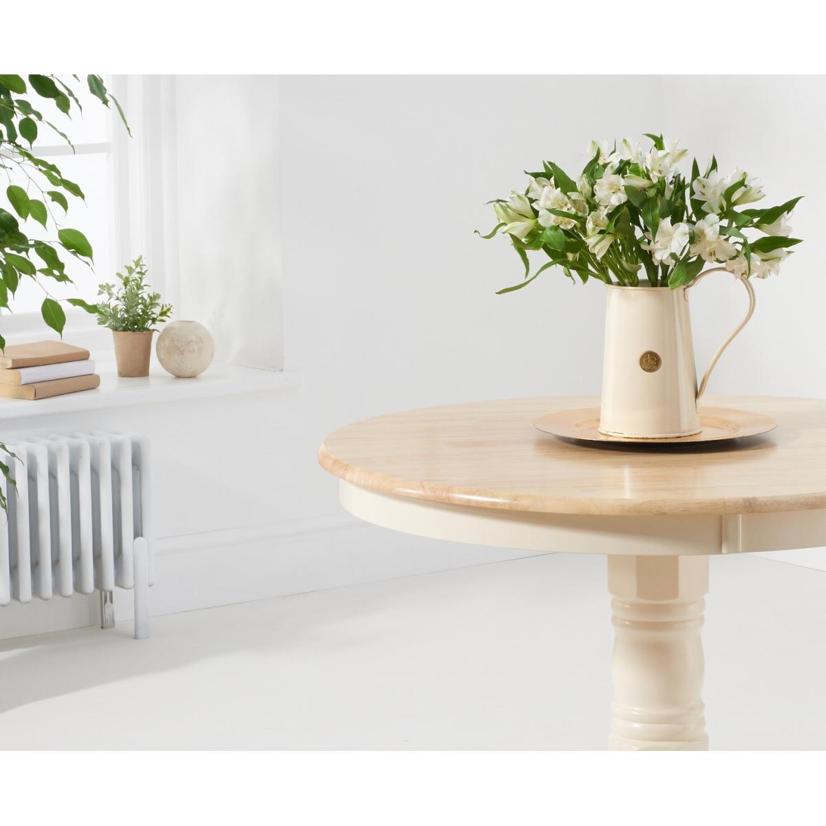 Epsom 90cm Oak and Cream Dining Table with Chairs - Cream, 2 Chairs – image 6