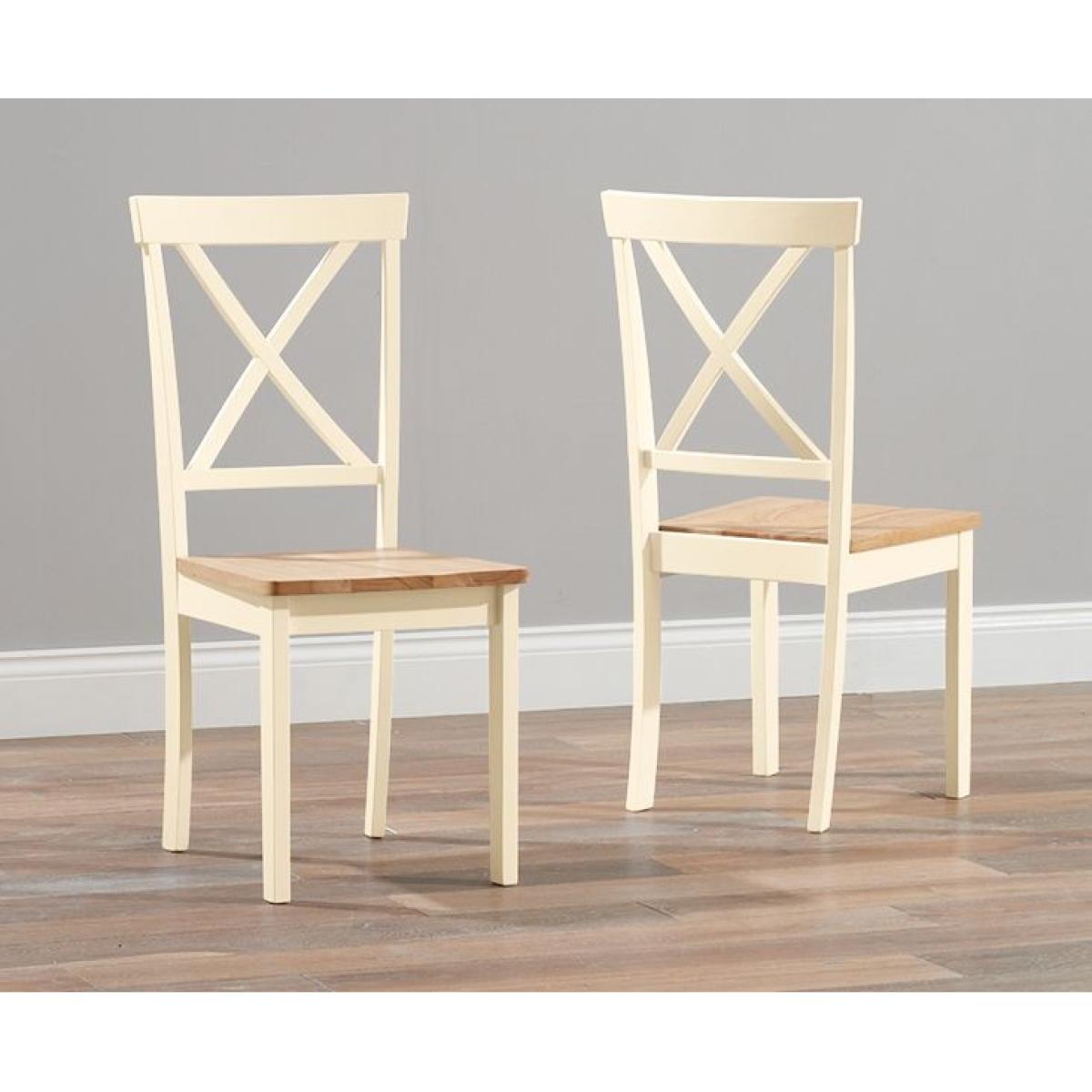 Epsom 90cm Oak and Cream Dining Table with Chairs - Cream, 2 Chairs – image 7