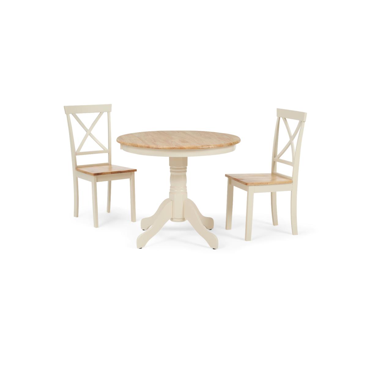 Epsom 90cm Oak and Cream Dining Table with Chairs - Cream, 2 Chairs – image 8