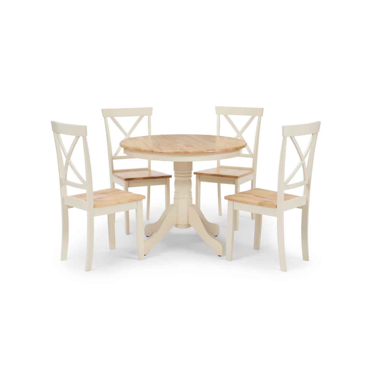 Epsom 90cm Oak and Cream Dining Table with Chairs - Cream, 2 Chairs – image 9