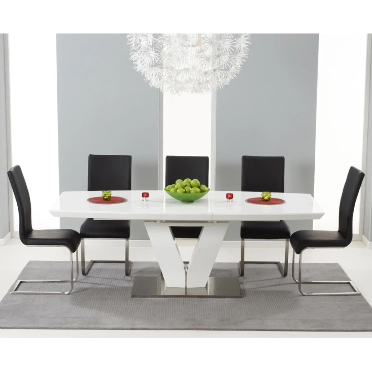 Malaga 180cm White High Gloss Extending Dining Table with Malaga Chairs – image 3