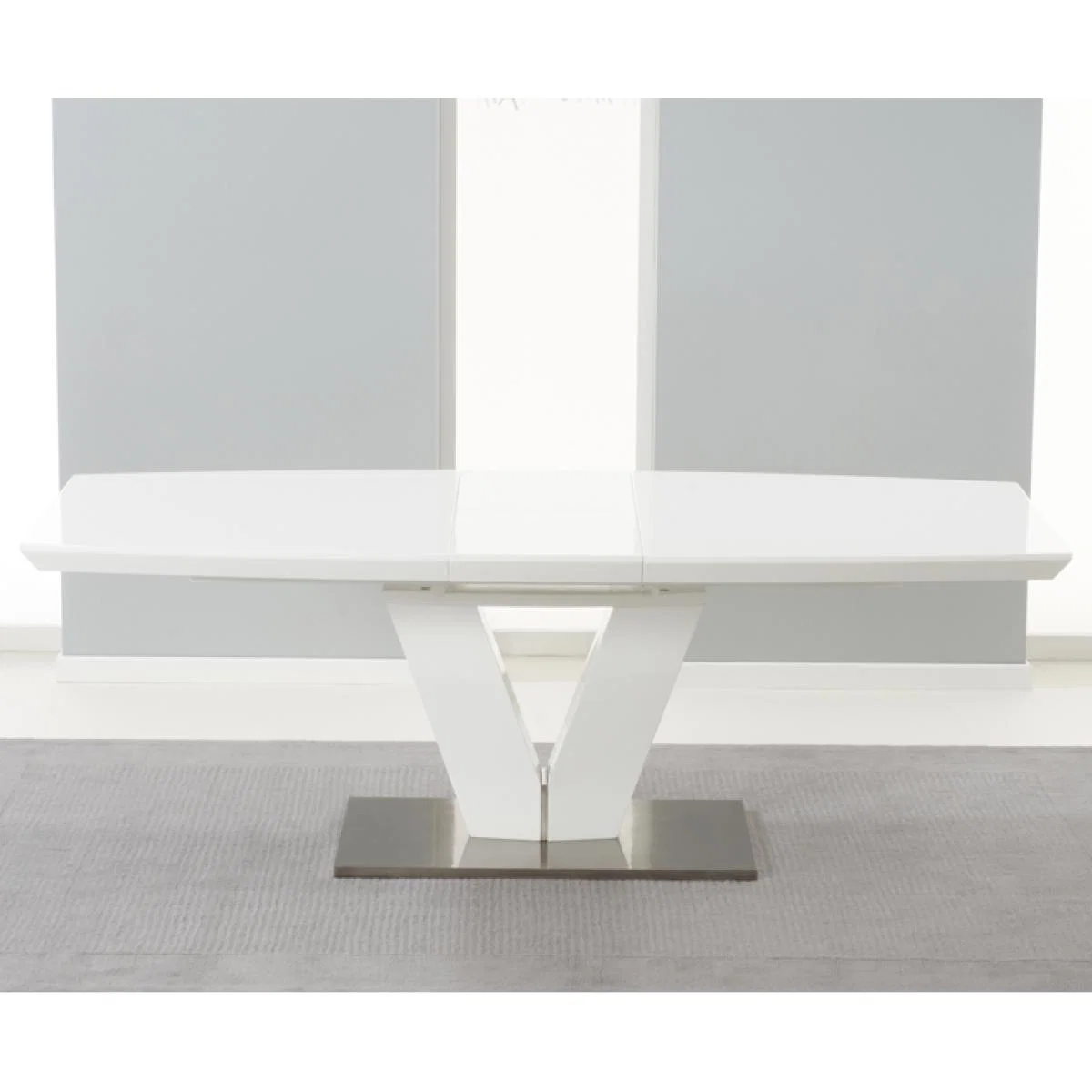 Malaga 180cm White High Gloss Extending Dining Table with Malaga Chairs – image 4