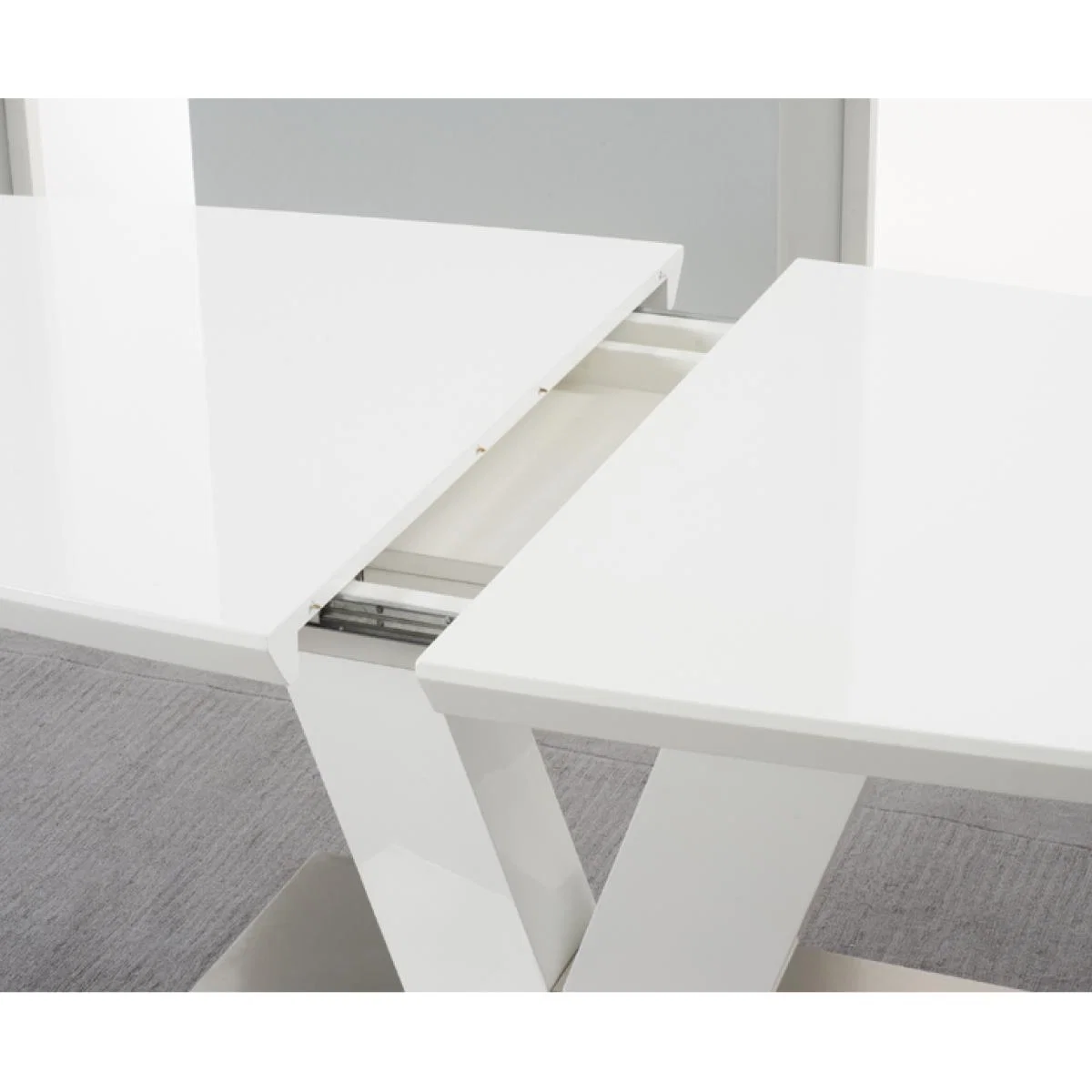 Malaga 180cm White High Gloss Extending Dining Table with Malaga Chairs – image 5