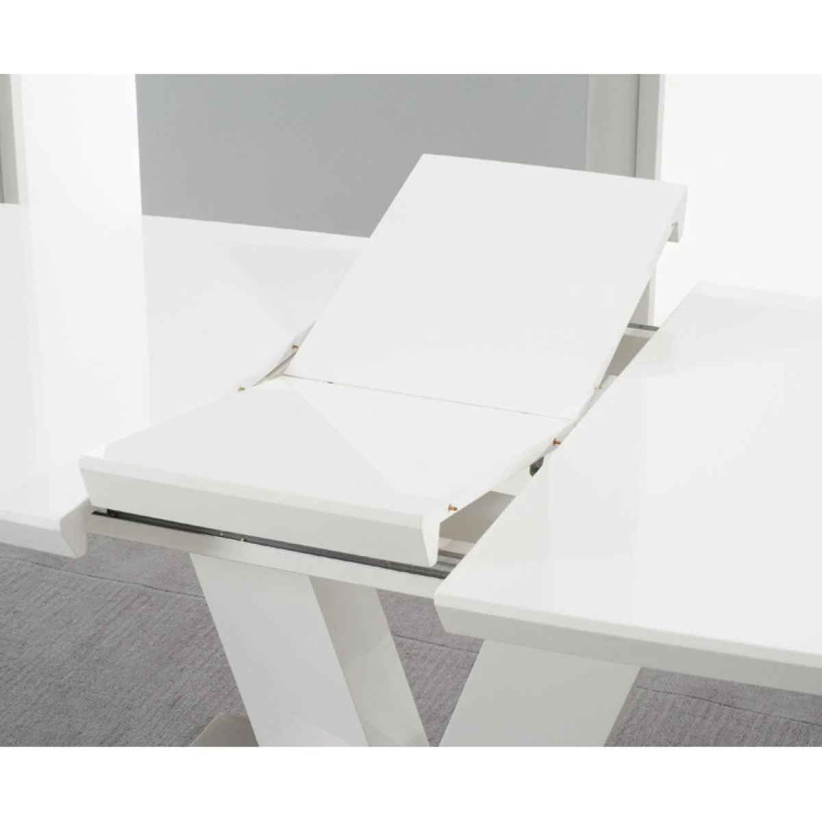Malaga 180cm White High Gloss Extending Dining Table with Malaga Chairs – image 6