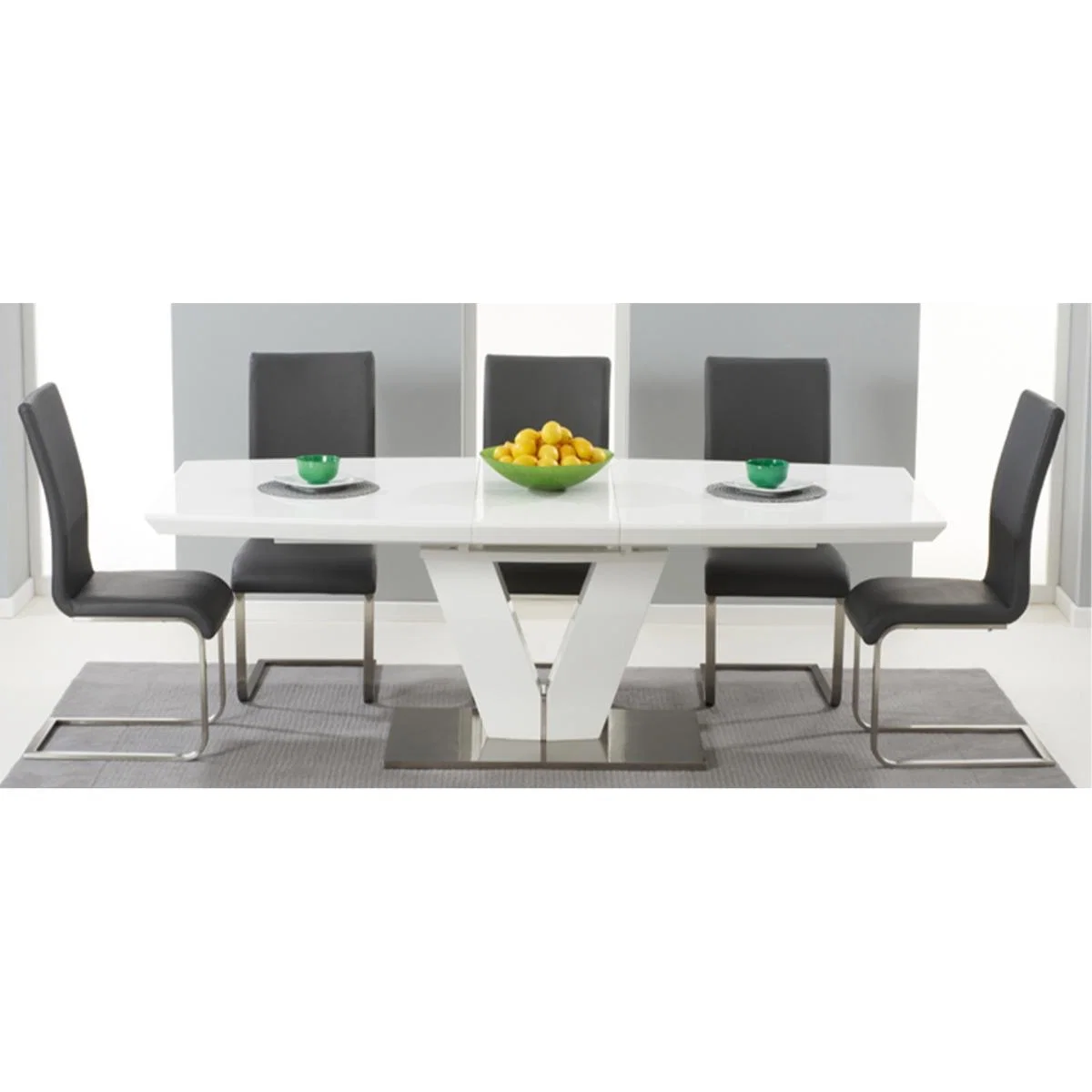 Malaga 180cm White High Gloss Extending Dining Table with Malaga Chairs – image 10