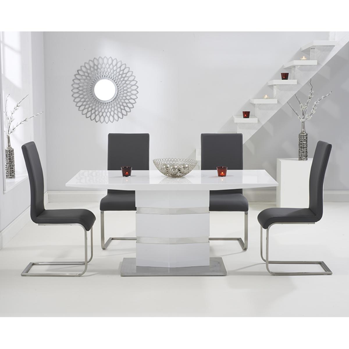 Serena 160cm White High Gloss Dining Table with Malaga Chairs – image 2