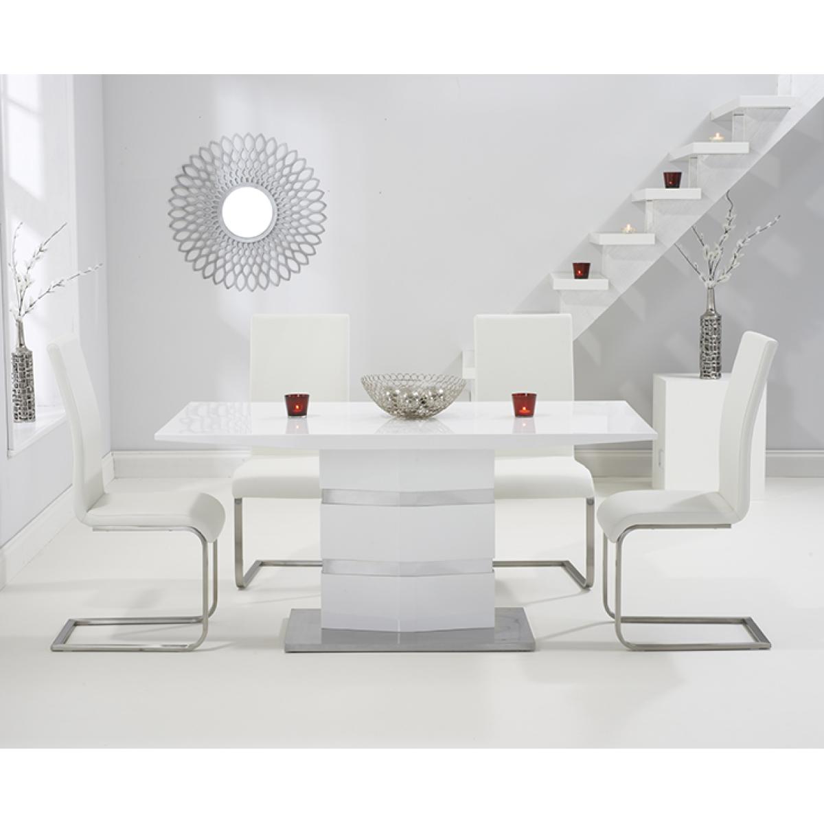 Serena 160cm White High Gloss Dining Table with Malaga Chairs – image 3