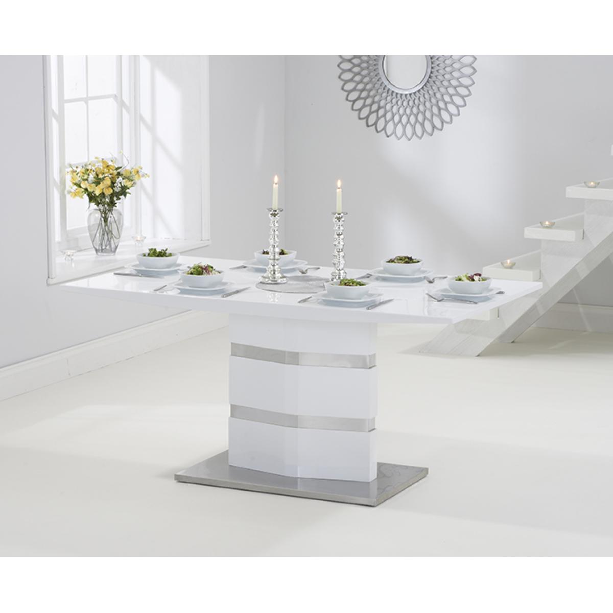 Serena 160cm White High Gloss Dining Table with Malaga Chairs – image 4