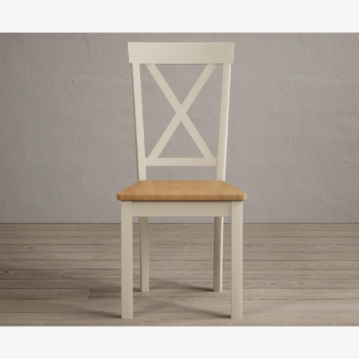Hertford Cream Dining Chairs with Oak Seat Pad – image 1