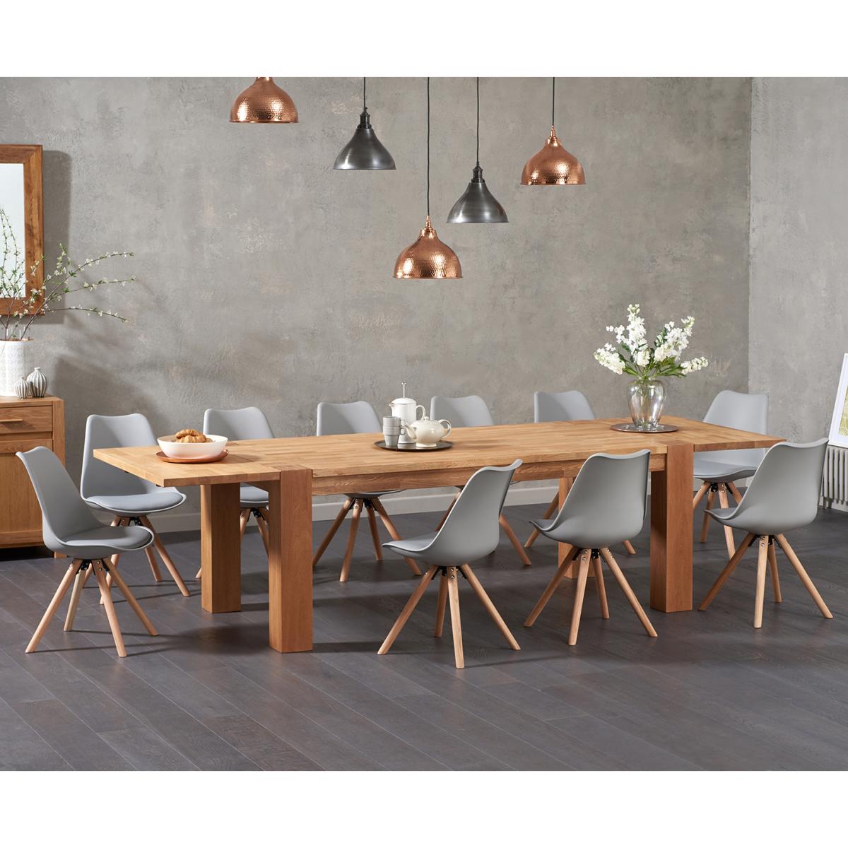 Madrid 200cm Oak Extending Dining Table with Oscar Faux Leather Round Leg Chairs – image 1