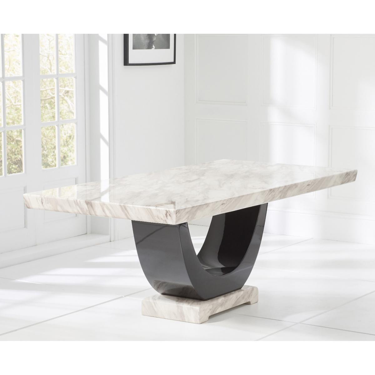 Raphael 170cm Cream and Black Pedestal Marble Dining Table with Raphael Chairs – image 4