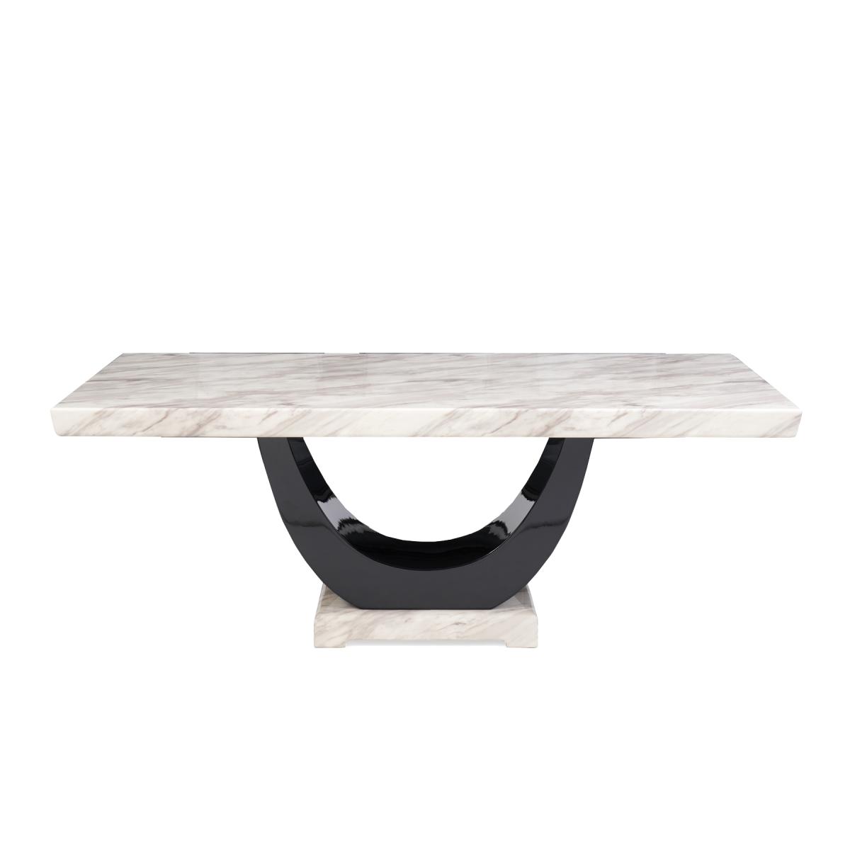 Raphael 170cm Cream and Black Pedestal Marble Dining Table with Raphael Chairs – image 8