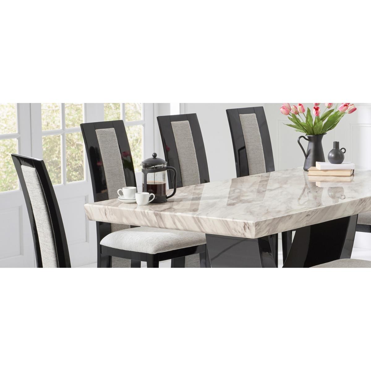 Raphael 170cm Cream and Black Pedestal Marble Dining Table with Raphael Chairs – image 10