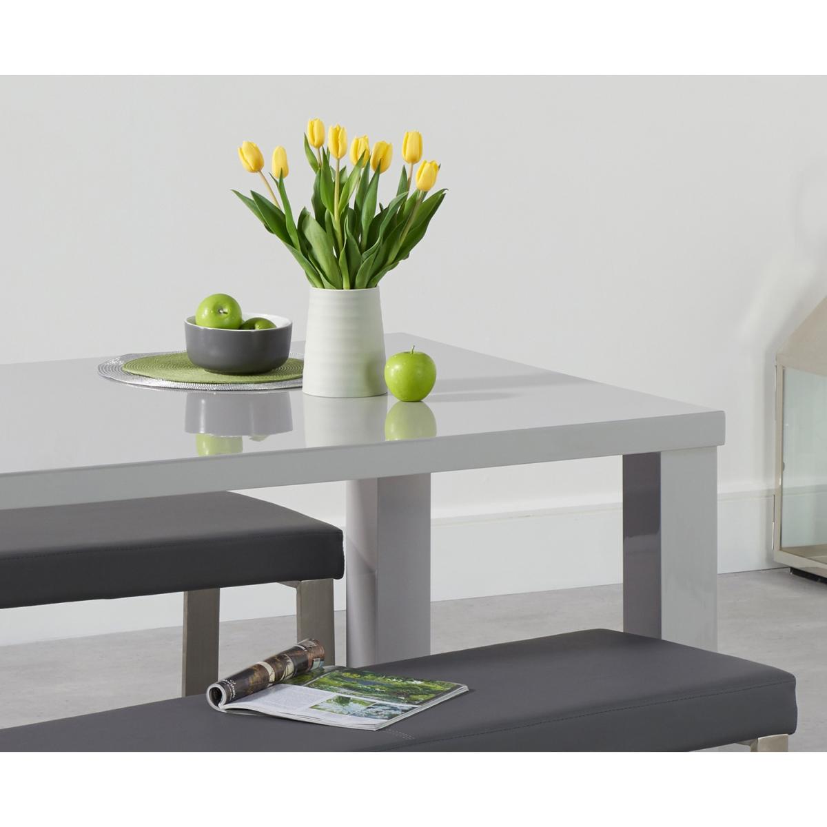 Atlanta 160cm Light Grey High Gloss Dining Table with Atlanta Benches – image 2