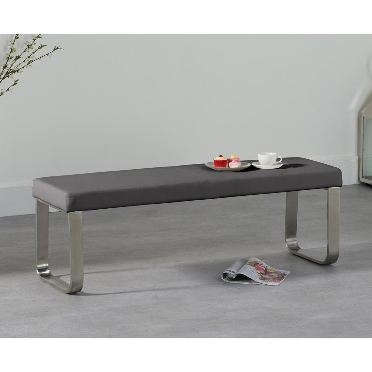 Atlanta 160cm Light Grey High Gloss Dining Table with Atlanta Benches – image 5