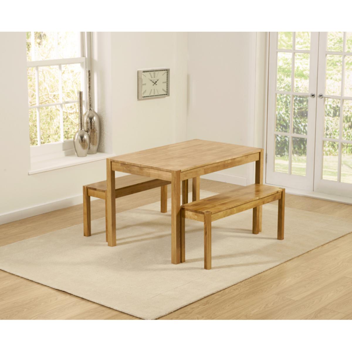 Oxford 120cm Solid Oak Dining Table with Benches – image 2