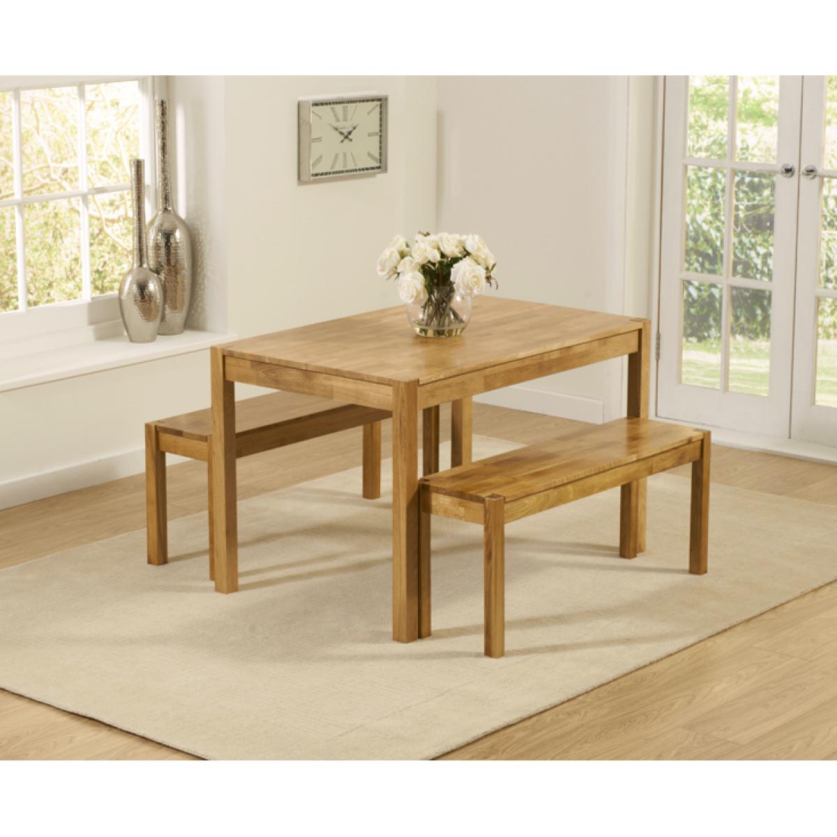 Oxford 120cm Solid Oak Dining Table with Benches – image 3