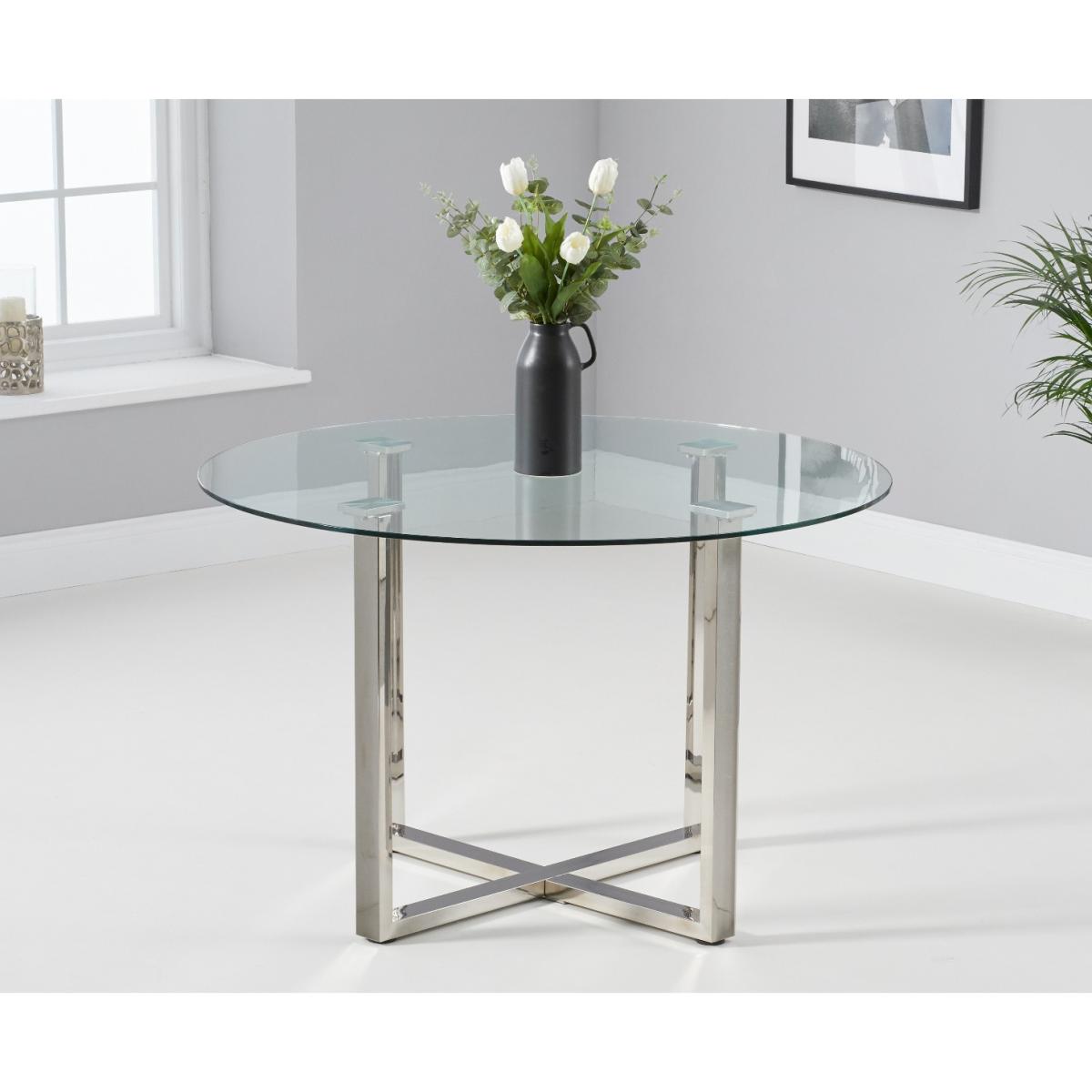 Vaso 120cm Round Glass Dining Table with Cavello Chairs - Ivory, 4 Chairs – image 2