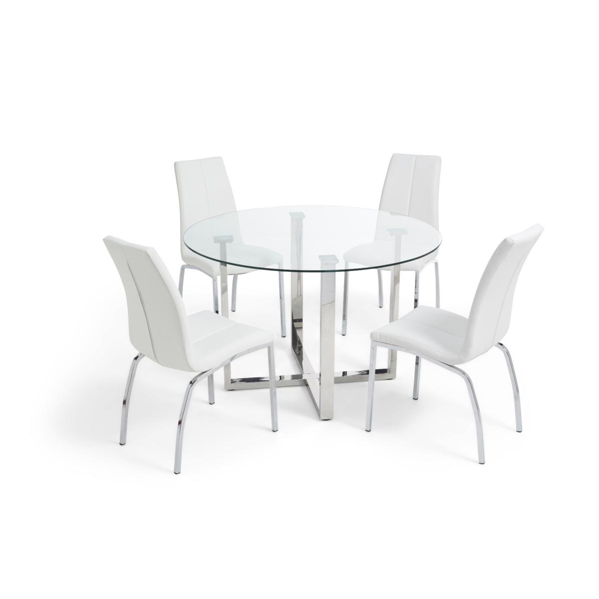 Vaso 120cm Round Glass Dining Table with Cavello Chairs - Ivory, 4 Chairs – image 8