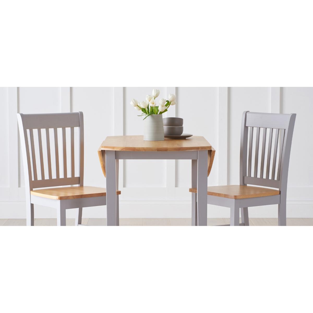 Genoa Oak and Grey 100cm Drop Leaf Extending Dining Table and Chairs - Oak and Grey, 2 Chairs – image 17