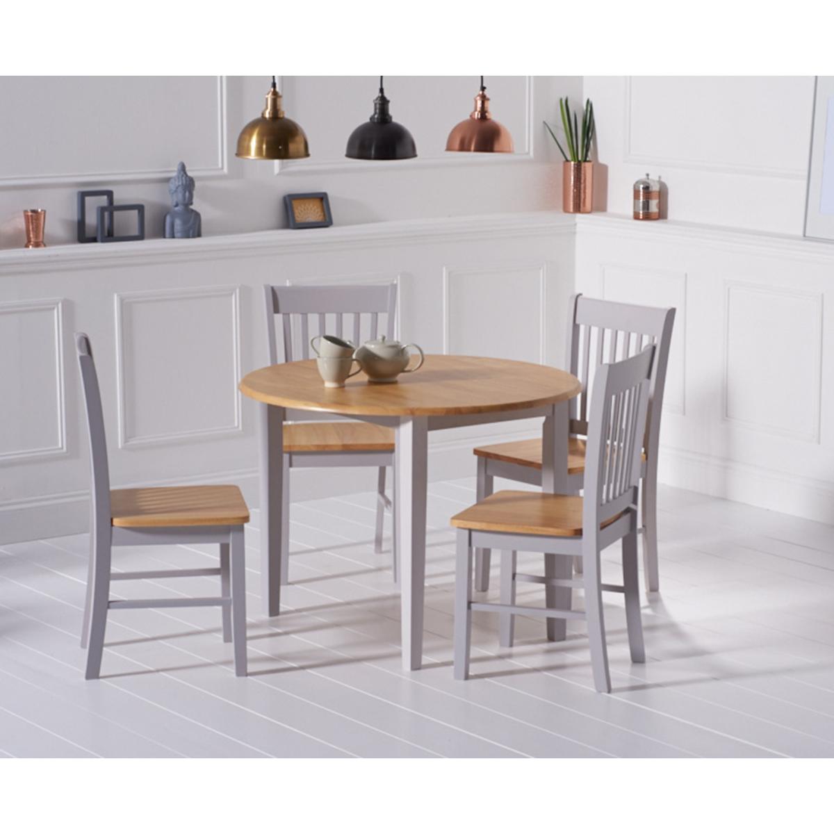 Genoa Oak and Grey 100cm Drop Leaf Extending Dining Table and Chairs - Oak and Grey, 2 Chairs – image 4