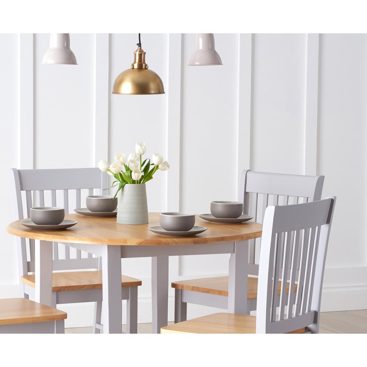 Genoa Oak and Grey 100cm Drop Leaf Extending Dining Table and Chairs - Oak and Grey, 2 Chairs – image 8