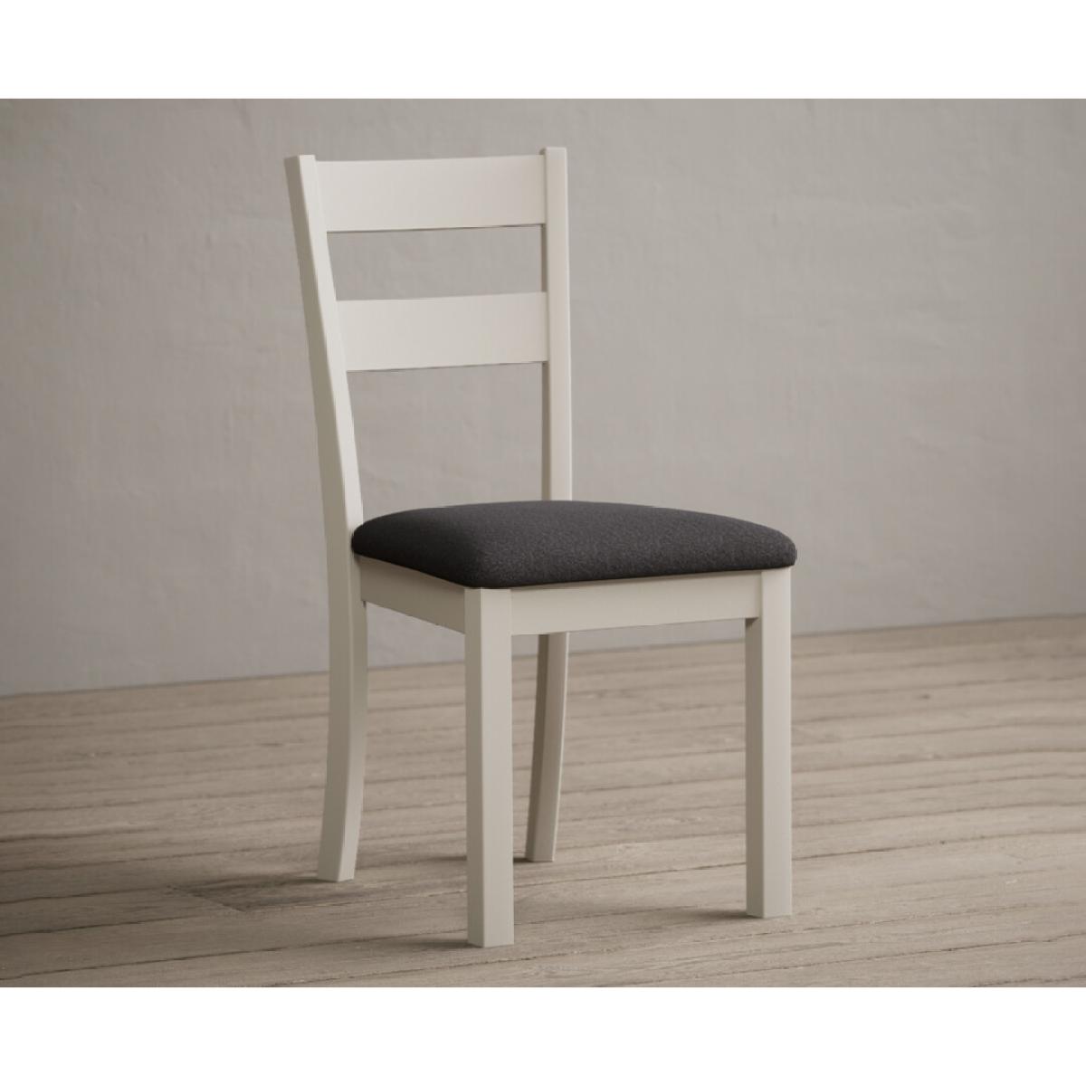 Kendal Cream Painted Dining Chairs with Charcoal Grey Fabric Seat Pad – image 2