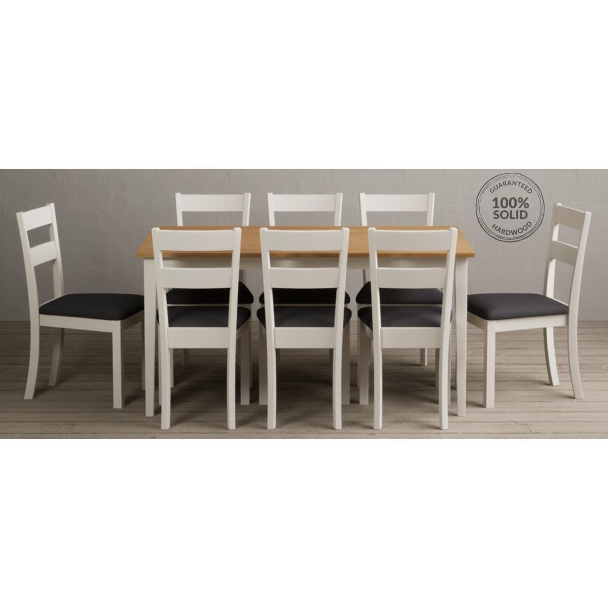 Kendal Cream Painted Dining Chairs with Charcoal Grey Fabric Seat Pad – image 6