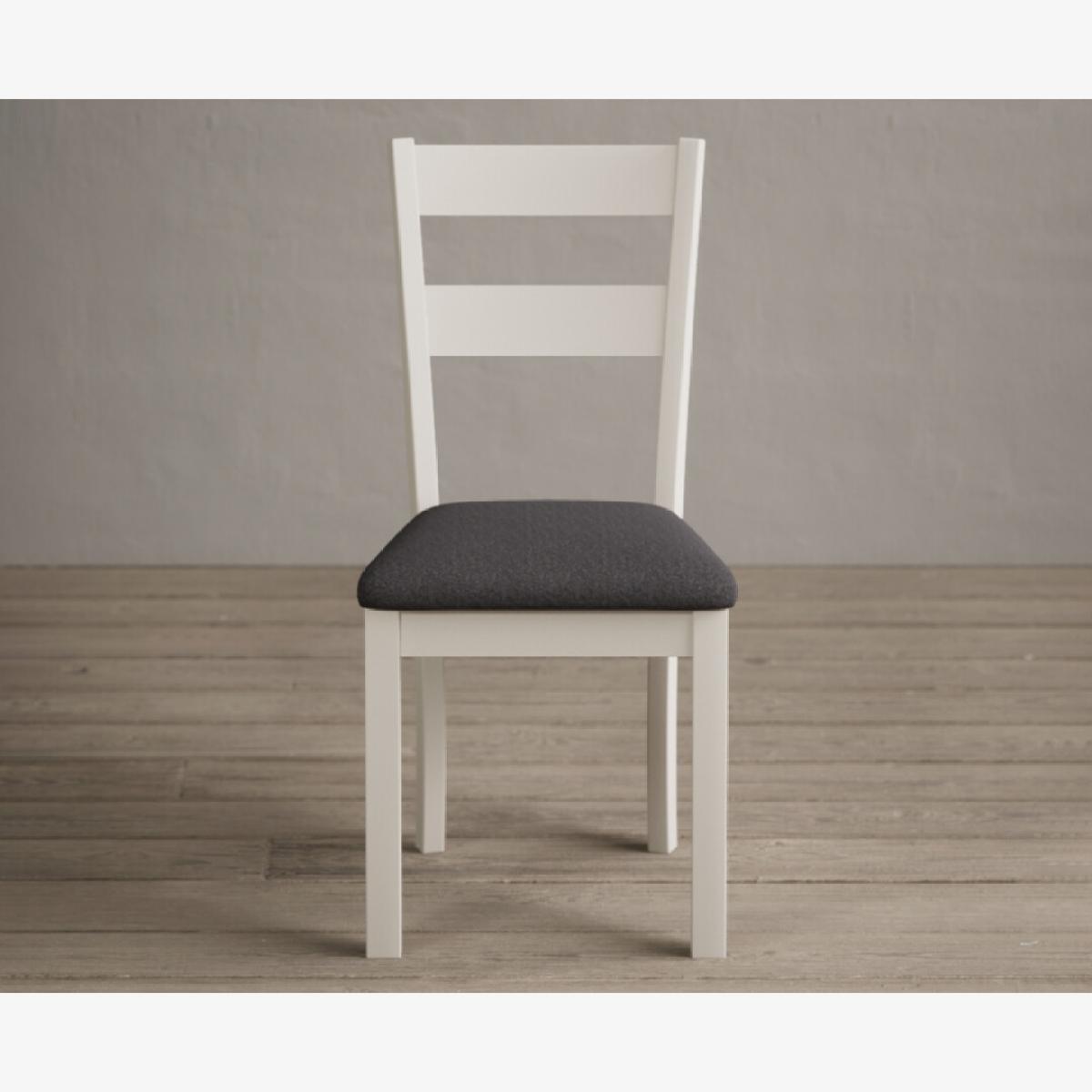Kendal Cream Painted Dining Chairs with Charcoal Grey Fabric Seat Pad – image 1