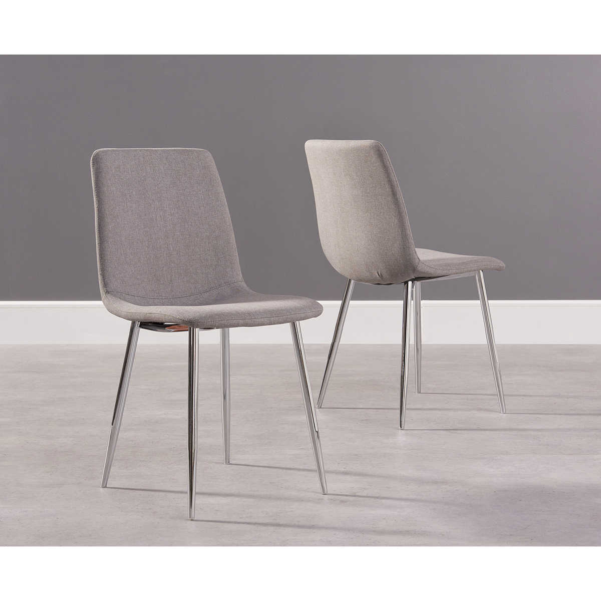 Helsinki Grey Fabric and Chrome Dining Chairs – image 3