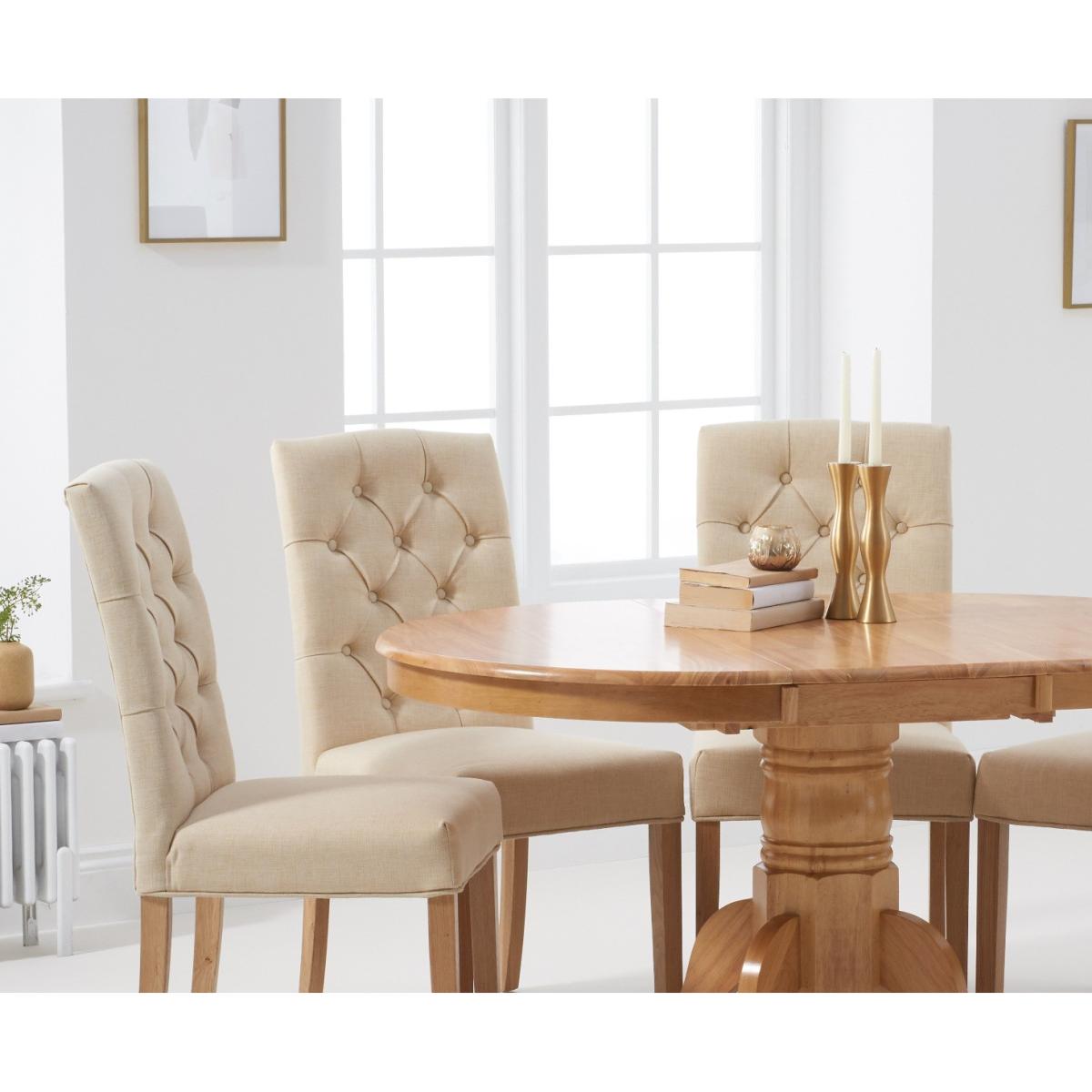 Epsom Pedestal Extending Dining Table with Claudia Fabric Chairs - Grey, 4 Chairs – image 2