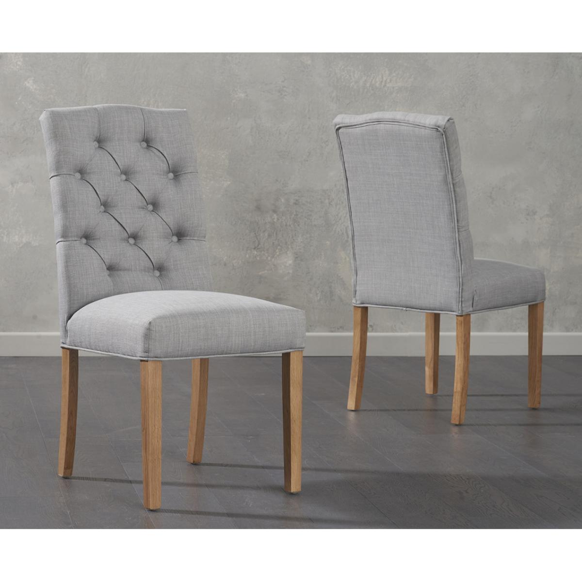 Epsom Pedestal Extending Dining Table with Claudia Fabric Chairs - Grey, 4 Chairs – image 9