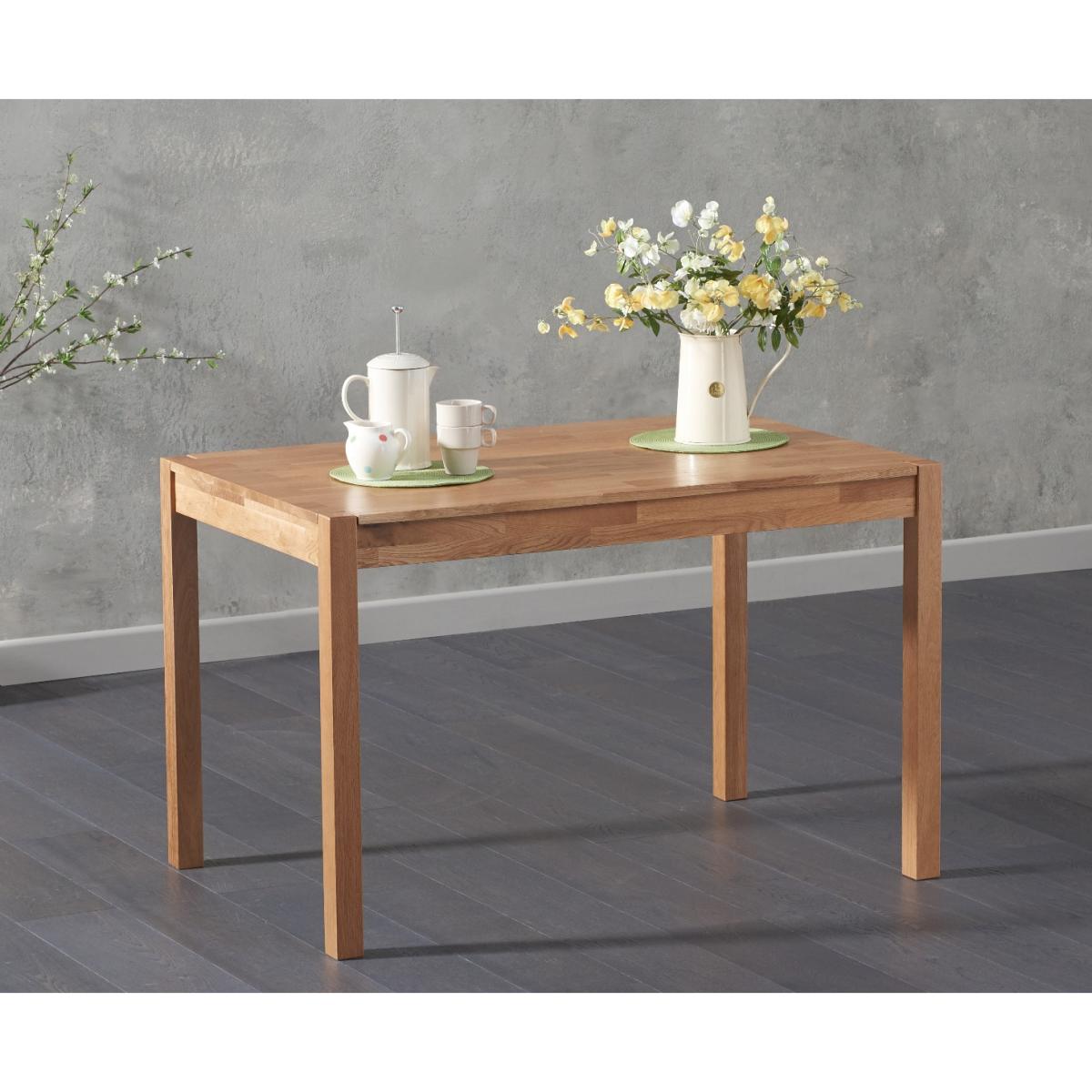Oxford 120cm Solid Oak Dining Table with Mia Grey Velvet Benches with Backs – image 3