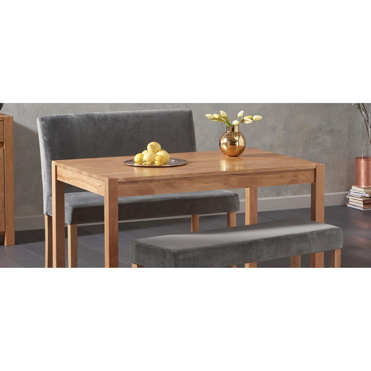 Oxford 120cm Solid Oak Dining Table with Mia Grey Velvet Benches with Backs – image 7
