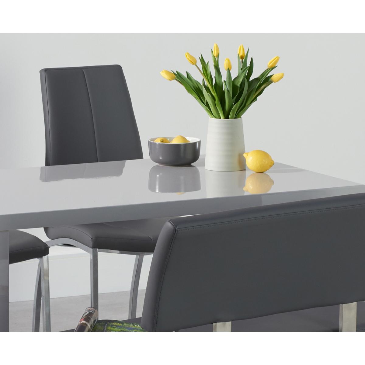 Atlanta 120cm Light Grey High Gloss Dining Table with Cavello Chairs and Malaga Grey Bench – image 2