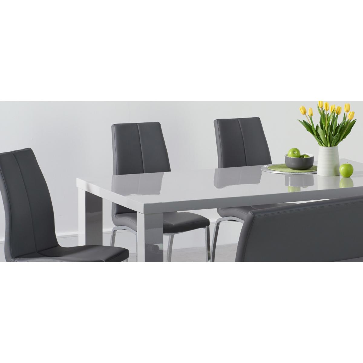 Atlanta 120cm Light Grey High Gloss Dining Table with Cavello Chairs and Malaga Grey Bench – image 9