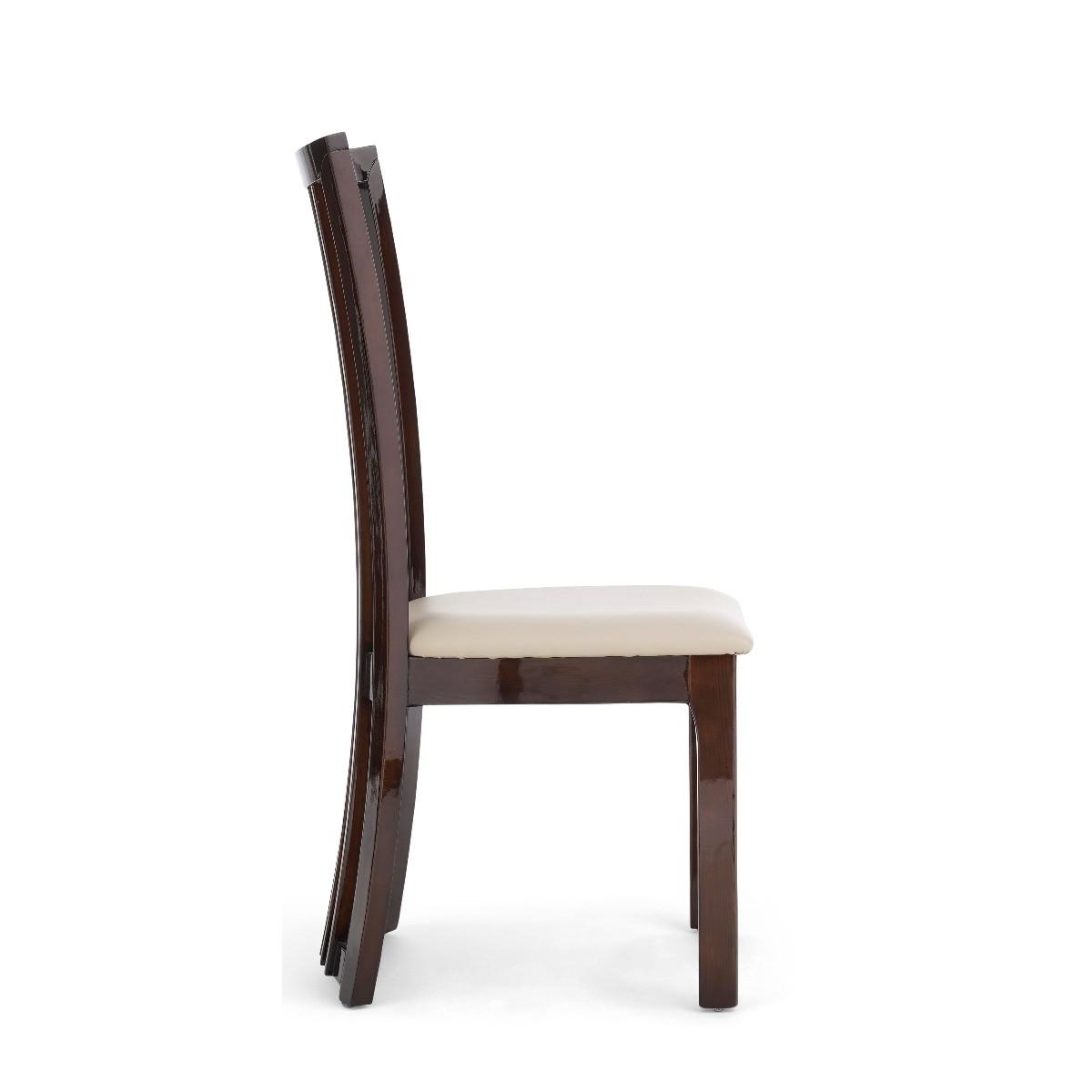 Reni Solid Wood and Leather Dining Chairs - Cream – image 3