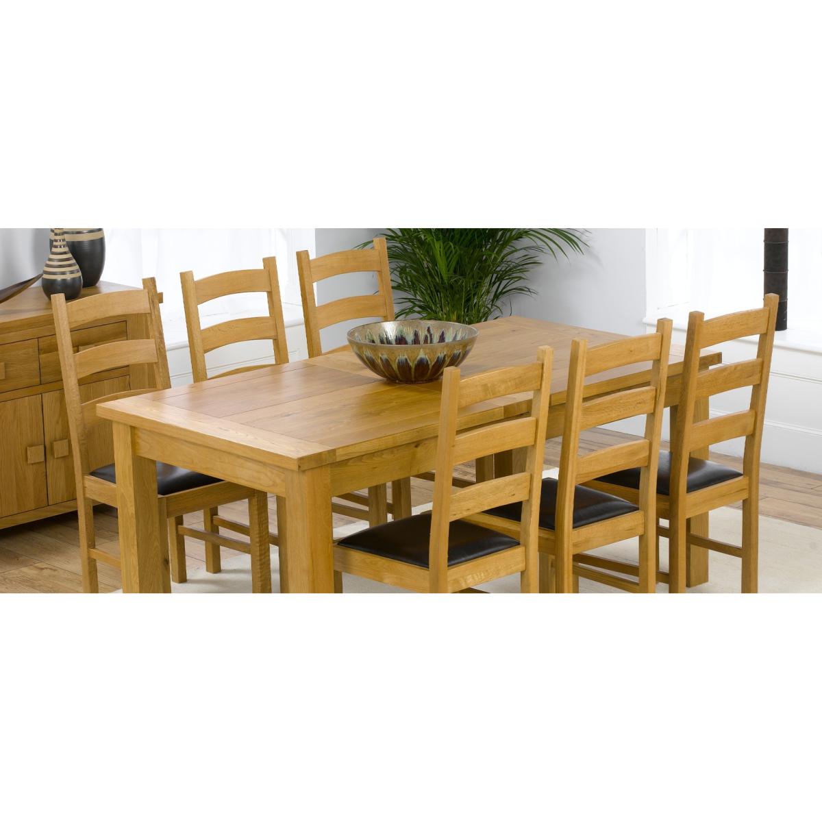 Normandy 220cm Solid Oak Extending Dining Table with Vermont Chairs - Grey, 6 Chairs – image 8