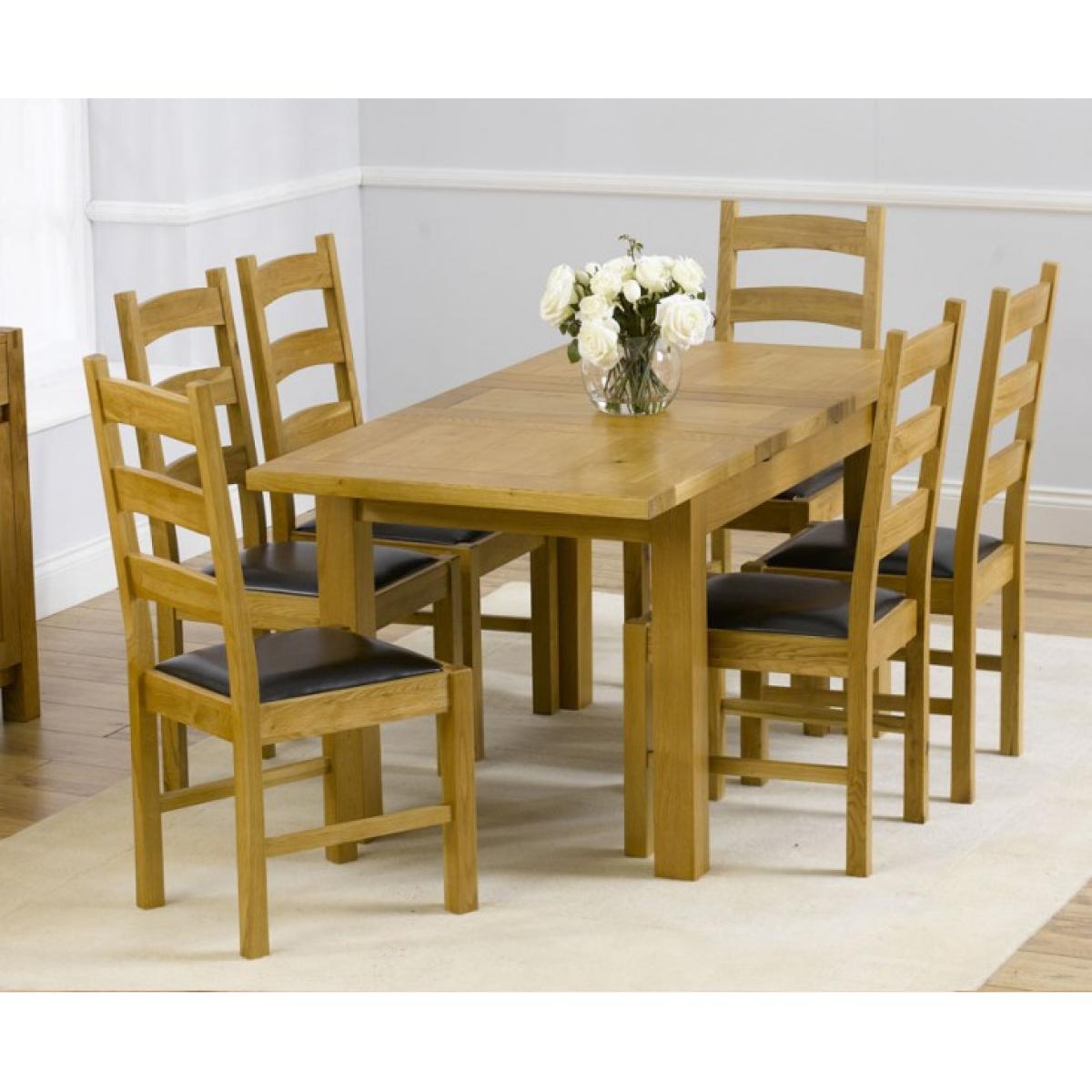Normandy 120cm Solid Oak Extending Dining Table with Vermont Chairs - Timber, 4 Chairs – image 1