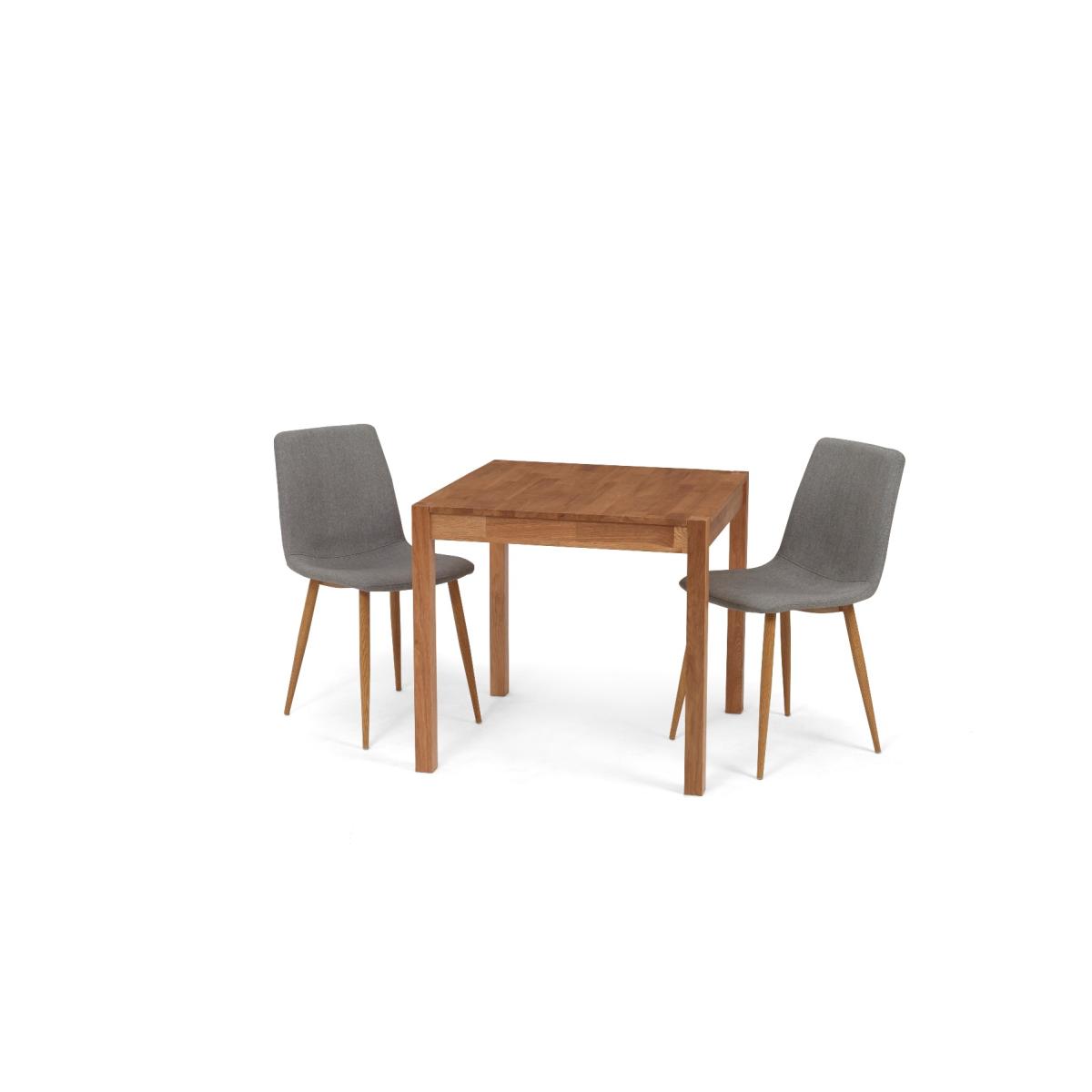 Oxford 80cm Solid Oak Dining Table with Helsinki Fabric Chairs - Grey, 2 Chairs – image 6