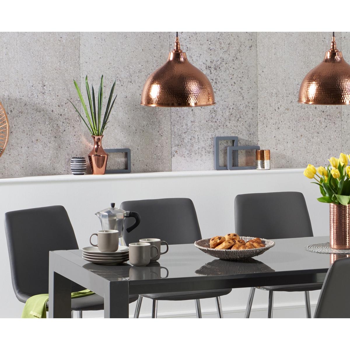 Joseph Extending Dark Grey High Gloss Dining Table with Helsinki Faux Leather Chairs – image 2