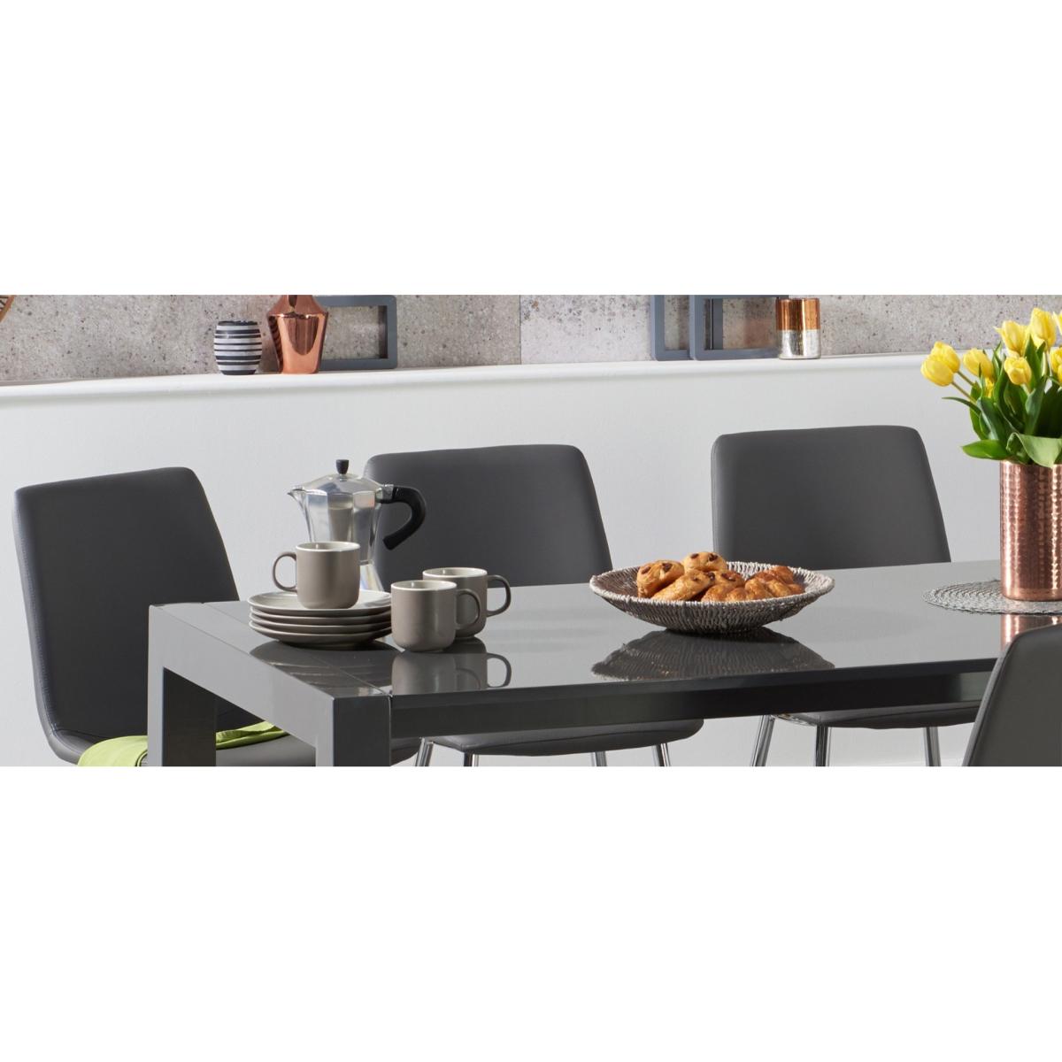 Joseph Extending Dark Grey High Gloss Dining Table with Helsinki Faux Leather Chairs – image 6