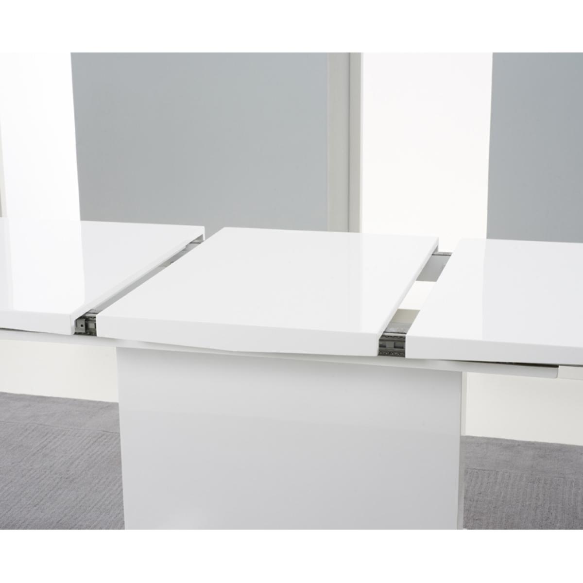 Modena 150cm White High Gloss Extending Dining Table with Malaga Chairs - Black, 4 Chairs – image 4