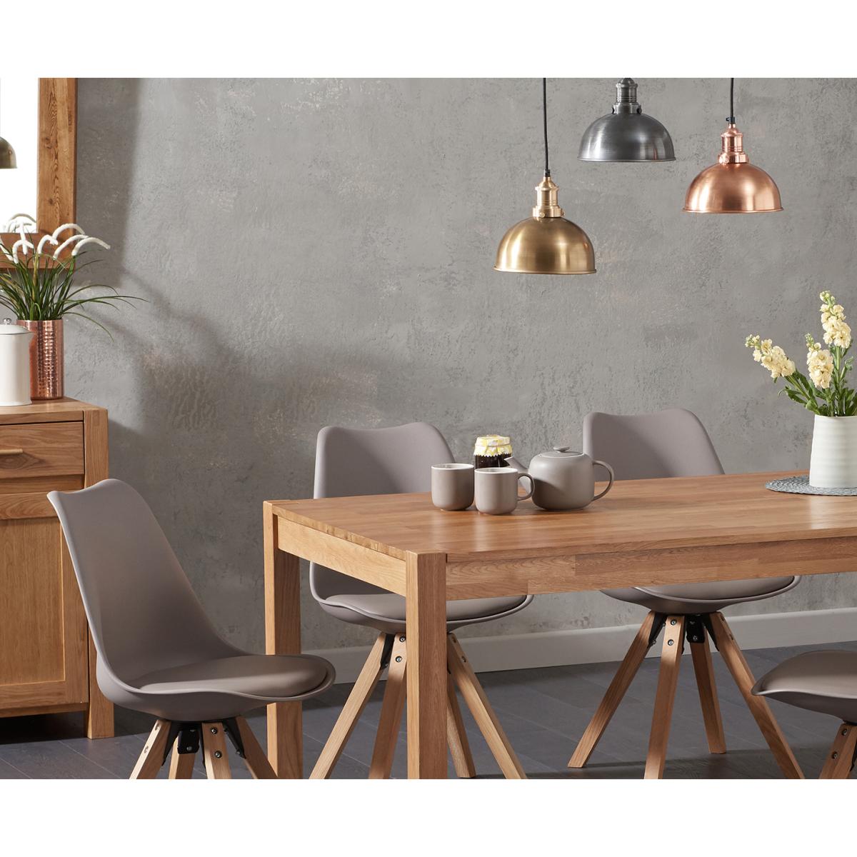 Oxford 150cm Solid Oak Dining Table with Oscar Faux Leather Square Leg Chairs – image 2
