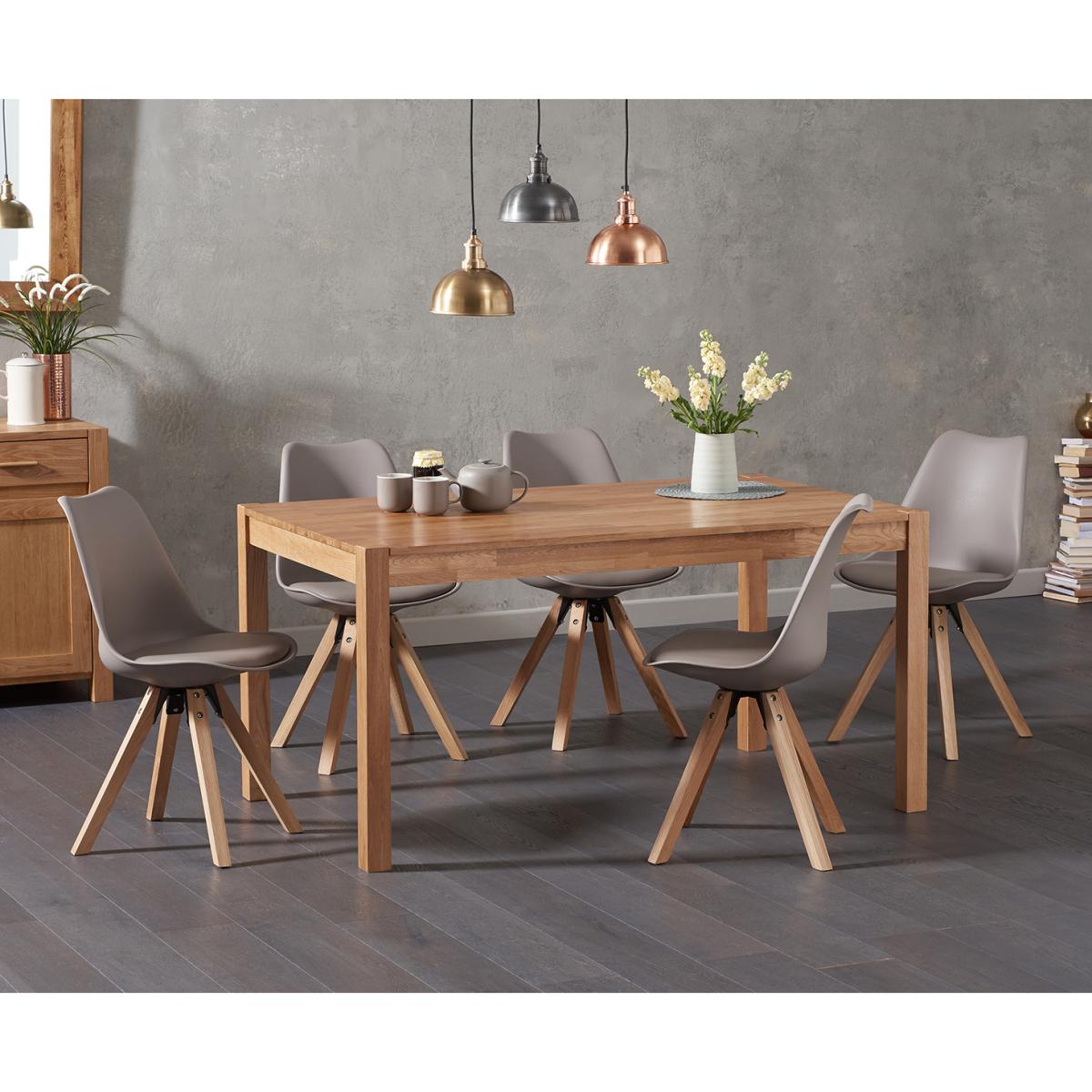 Oxford 150cm Solid Oak Dining Table with Oscar Faux Leather Square Leg Chairs – image 1
