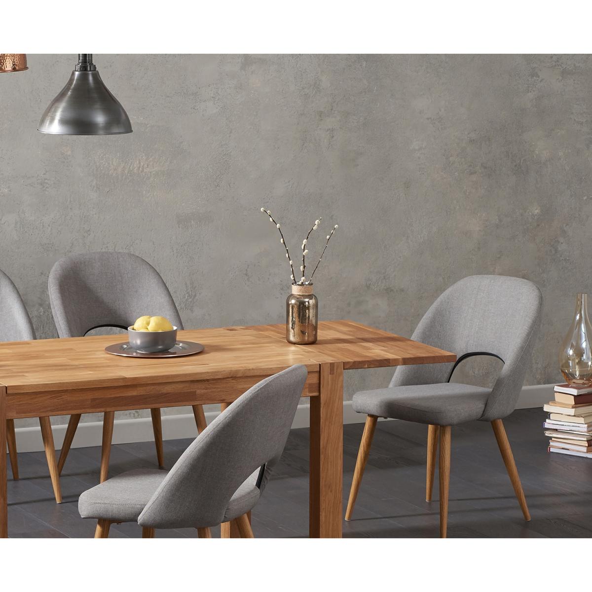 Verona 120cm Solid Oak Extending Dining Table with Halifax Fabric Chairs - Grey, 4 Chairs – image 2