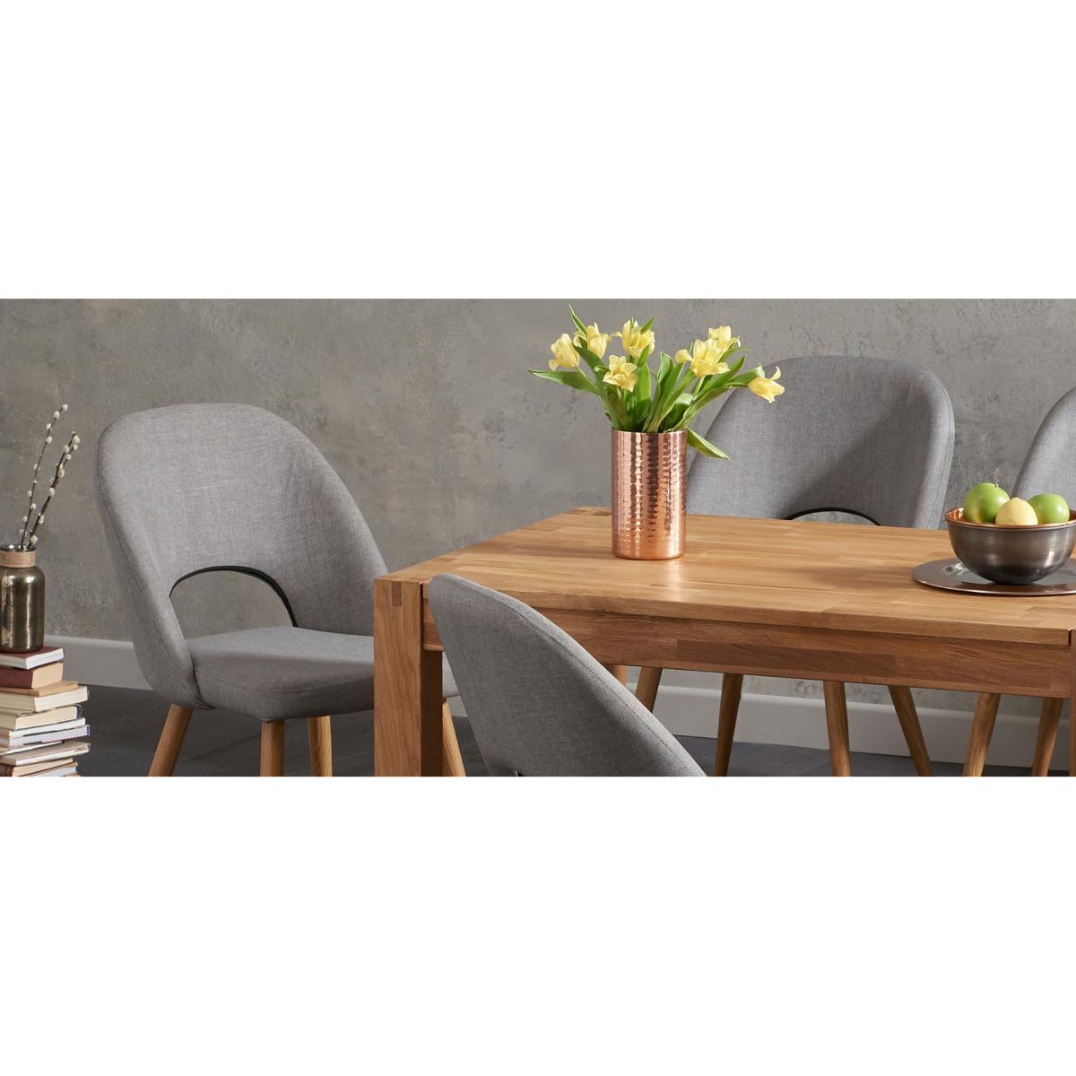 Verona 120cm Solid Oak Extending Dining Table with Halifax Fabric Chairs - Grey, 4 Chairs – image 8