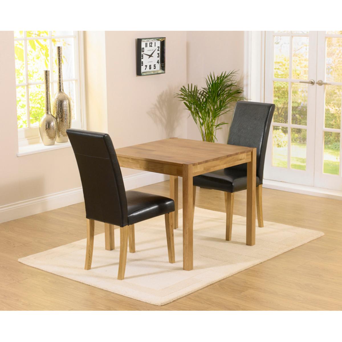 Oxford 80cm Solid Oak Dining Table with Albany Black Chairs - Black, 2 Chairs – image 2