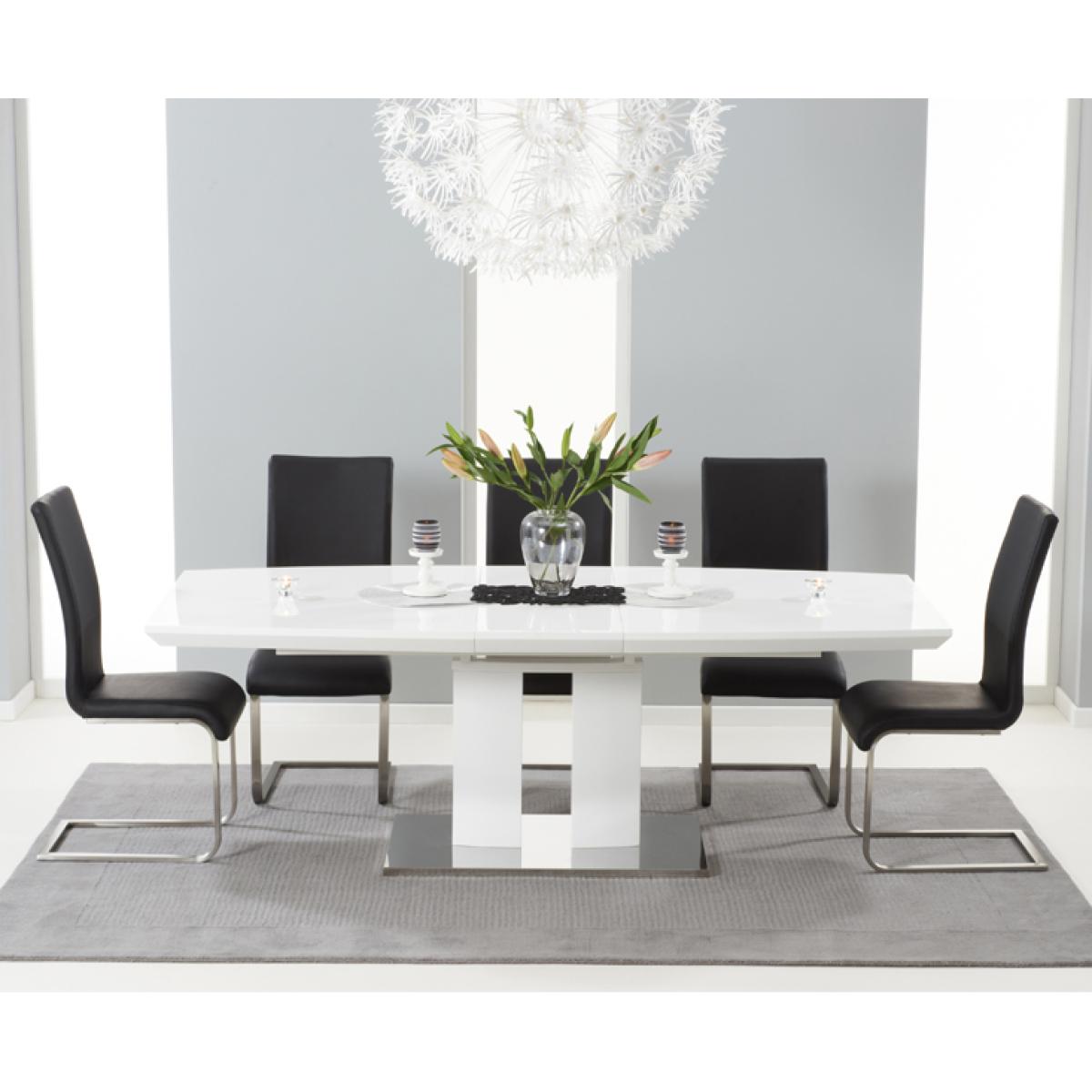 Richmond 180cm White High Gloss Extending Dining Table with 4 Malaga Chairs – image 2