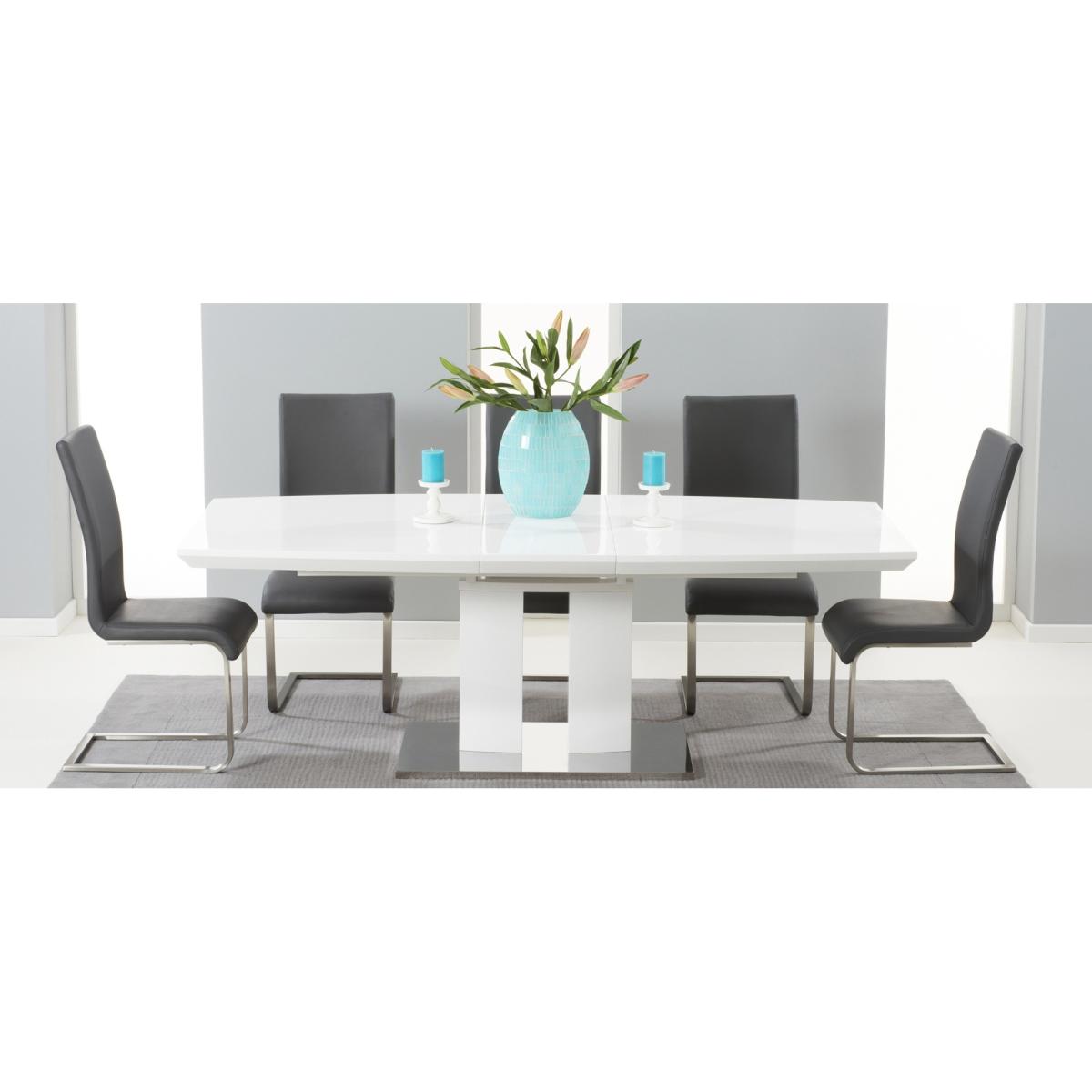 Richmond 180cm White High Gloss Extending Dining Table with 4 Malaga Chairs – image 8